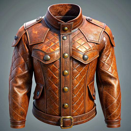 Rizvi Leather: Real Brown Biker Leather Jacket in Sheepskin - Rizvi Leather