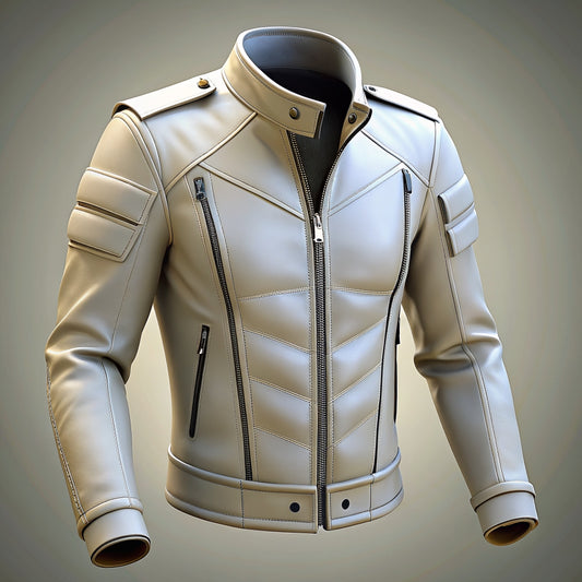 Rizvi Leather: Men's White Moto Leather Jacket
