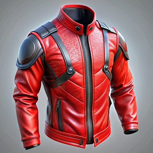Rizvi Leather: Red & Black Men's Biker Leather Jacket - Rizvi Leather